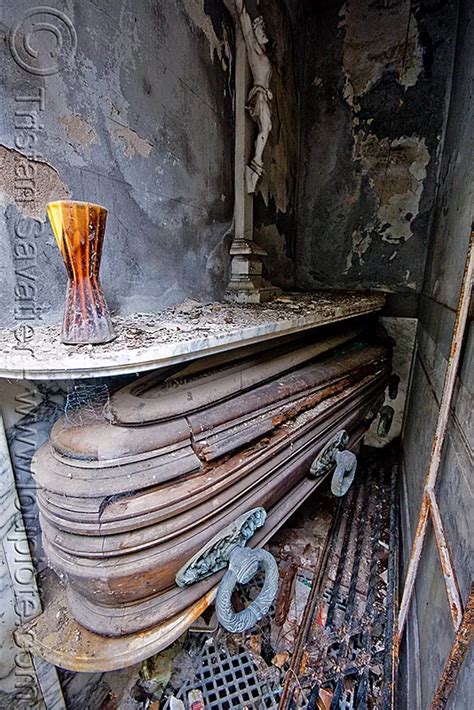 Casket In Abandoned Tomb Crypt Recoleta Cemetery Buenos Aires