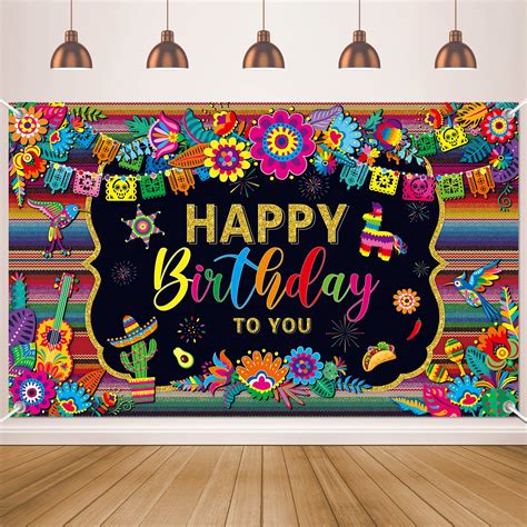 Buy Mexican Fiesta Themed Happy Birthday Backdrop Mexico Cinco De Mayo