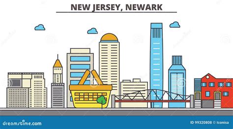 New Jersey, Newark.City Skyline Stock Vector - Illustration of ...