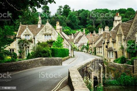 Traditional Idyllic English Countryside Village With Cosy Cottages And