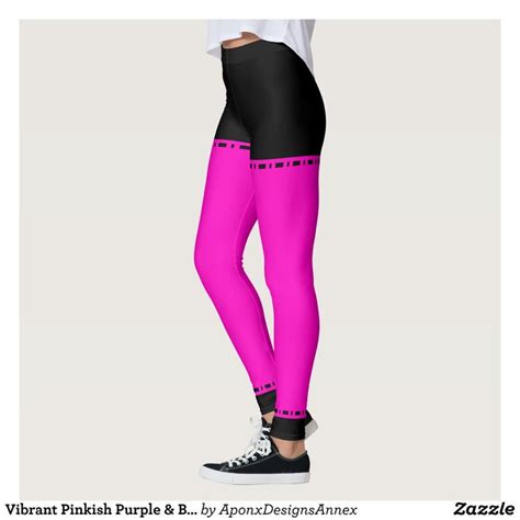 Vibrant Pinkish Purple And Black Two Color Leggings Beautiful Yoga