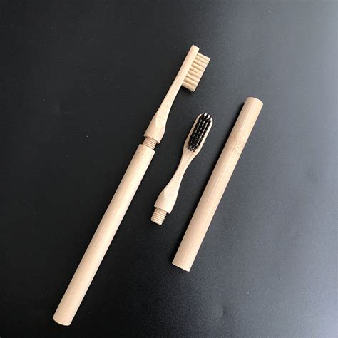 Charcoal Reusable Bamboo Toothbrush With Replaceable Detachable Heads