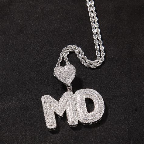 Iced Custom Name Heart Buckle Letters Pendant Helloice