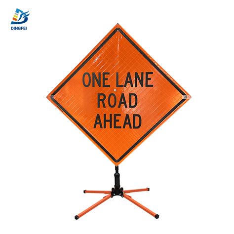 Inch Reflective One Lane Road Ahead Roll Up Traffic Sign Prismatic