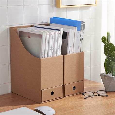 Kraft Paper Desktop Storage Box Office Material File Bookshelf Storage