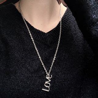 PANGU Stainless Steel LOVE Lettering Pendant Necklace YesStyle