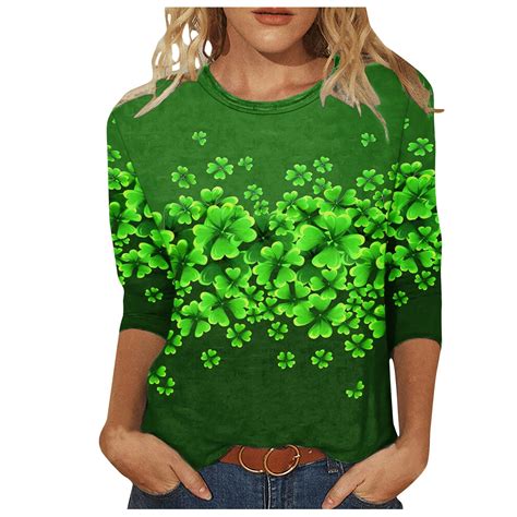 Yanhoo Women 3 4 Sleeve T Shirts St Patricks Day 3 4 Sleeve Tops Womens