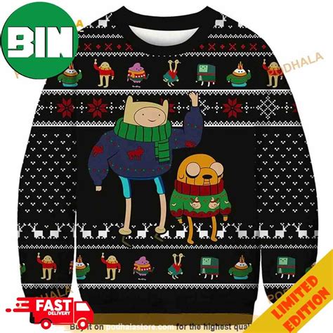 Adventure Time Cartoon Characters Ugly Christmas Sweater 2023 Holiday For Men And Women - Binteez