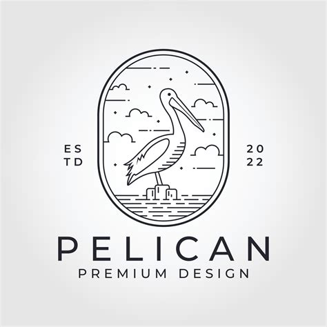 Pelican Line art Mono illustration vector Design template. 21887079 ...