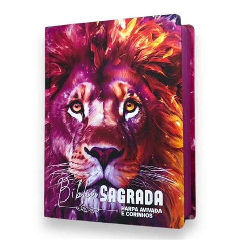 Bíblia Sagrada Feminina Letra Jumbo Grande Capa Dura Lion Pink Sb