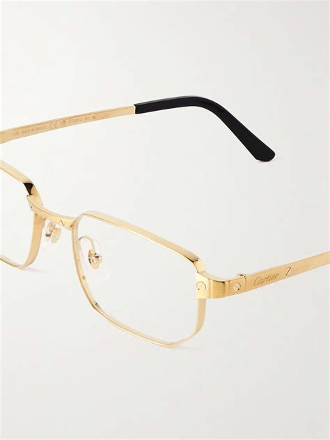 CARTIER EYEWEAR Santos Rectangular Frame Gold Tone Optical Glasses For