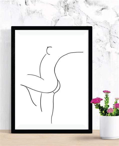 Nude Line Drawing Printable Art Black White Art Nude Etsy