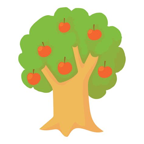 Icono De Rbol De Manzana Estilo De Dibujos Animados Vector