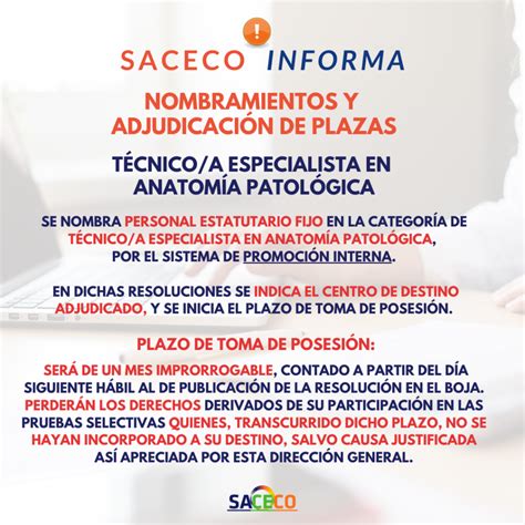 T Cnico Especialista En Anatom A Patol Gica Promoci N Interna Saceco