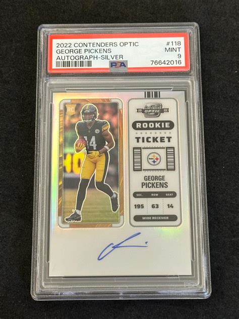 Lot Psa Mint Optic Silver Rookie Ticket Auto George Pickens Rc