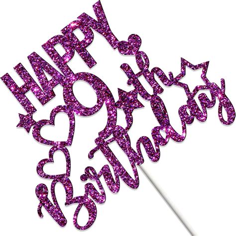 Tenhaisi Glitter Purple Happy 9th Birthday Cake Topper 9 And Fabulous