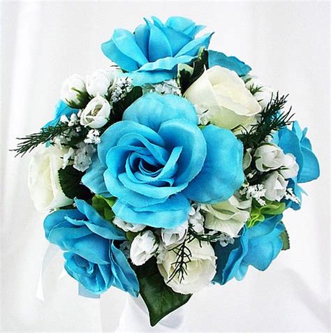 Turquoise Bouquet Turquoise Wedding Turquoise Roses - Etsy