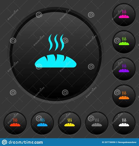 Botones Oscuros De Pan Fresco Con Iconos De Color Ilustración del