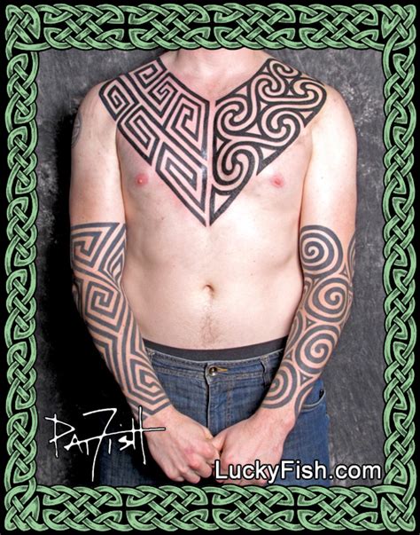 Pictish Geometric Spiral Chest Plate Tattoos — LuckyFish, Inc. and ...