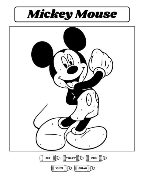 Great Mickey Mouse Color By Number coloring page - Download, Print or ...