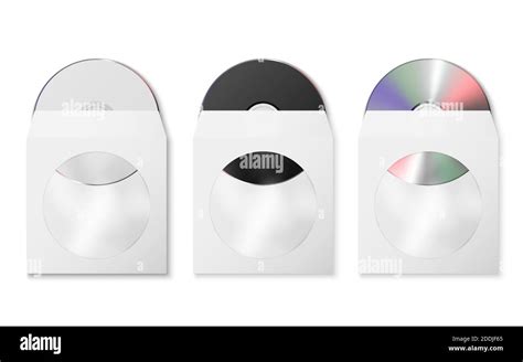 Vector D Realista Blanco Negro Y Multicolor Cd Dvd En Papel Abierto