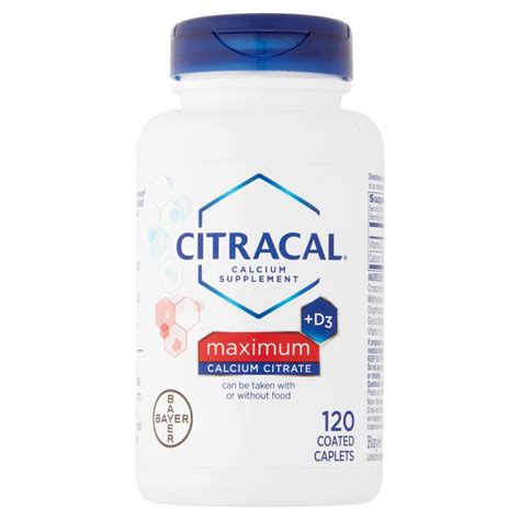 Citracal Calcium Supplement Plus Vitamin D3 Maximum Plus Coated Caplets 120ct