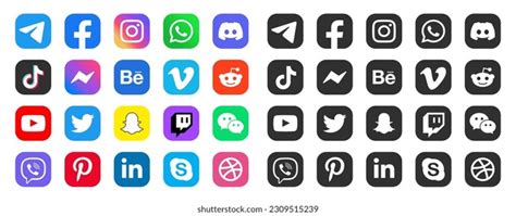 Set Social Network Icons Pixel Art Stock Vector Royalty Free