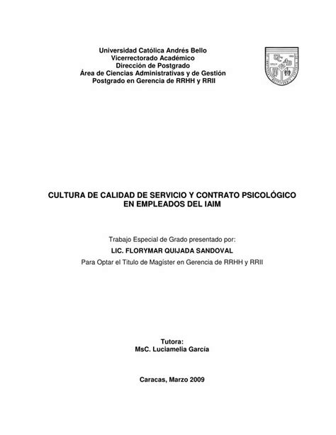 Pdf Contrato Psicol Gico Y Cultura De Calidad De Servicio