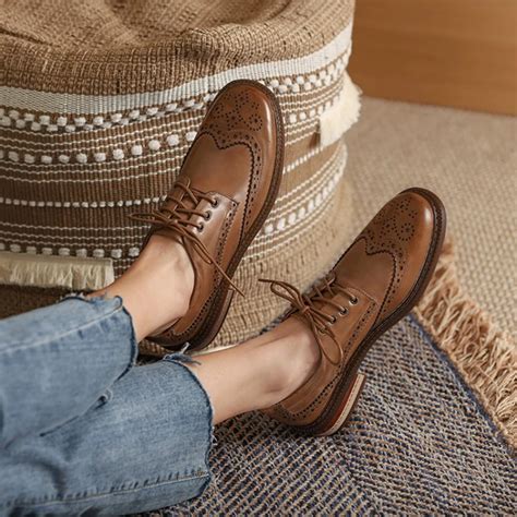 Sonbahar Bahar Kad Nlar Oxford Flats Ekiller Brogues Hakiki Deri Ofis