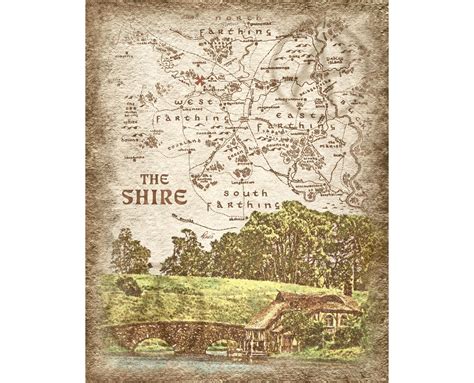 Hobbiton Landscape Of The Shire Map Artlord Of The Ring Shire Etsy