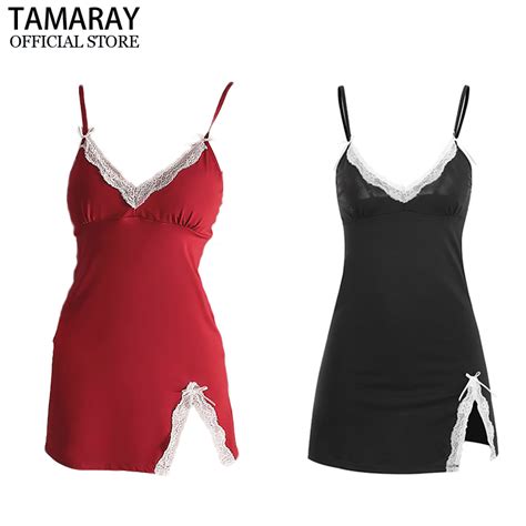 Sexy Pajamas Lingerie Home Sleepwear Dress Clothes Lace Dark V Straps Skirt Uniform Set Shopee