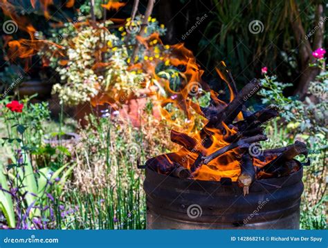 A Braai Fire Outdoor Living A South African Tradition Stock Photo