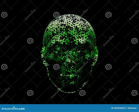 Ripple Crypto Face Head Cyborg Abstract Furistic Hologram Technology 3d