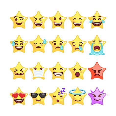 Set of stylish emoji star icons 1545939 Vector Art at Vecteezy