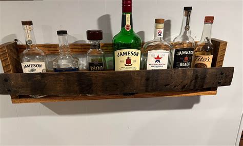 Whiskey Barrel Stave Shelf Liquor Display Shelf Bourbon Etsy