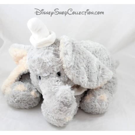 Peluche Elefantino Dumbo Disney Store Grigio Beige Colletti Bianchi