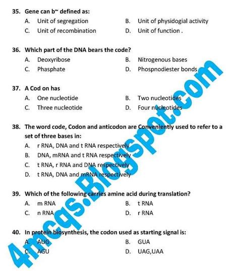 4 Mcqs Chapter 6 Chromosomes And Dna Mcqs