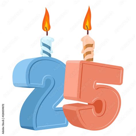 Years Birthday Number With Festive Candle For Holiday Cake Stock