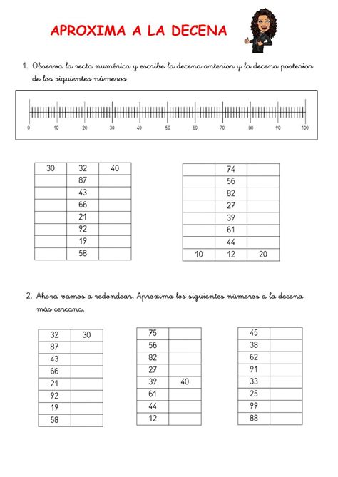 Aproxima A La Decena Interactive Worksheet