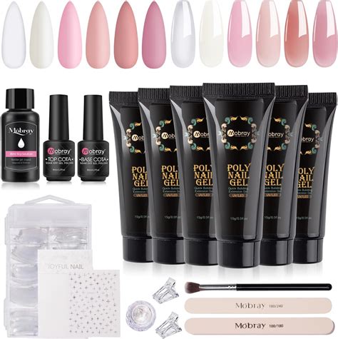 Mobray Poly Nail Gel Set 6 Colors Nail Extension Gel Kit Transparent