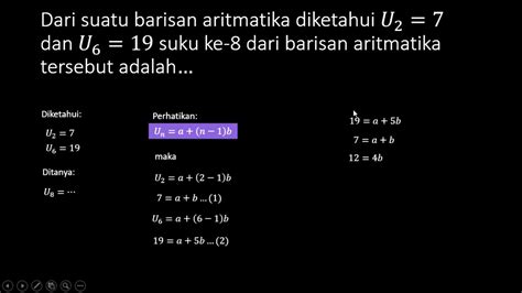 Dari Suatu Barisan Aritmatika Diketahui Dan Suku Ke Dari