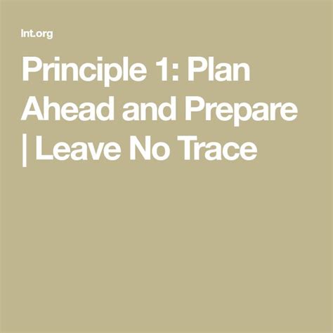 Principle 1 Plan Ahead And Prepare Leave No Trace Center How To