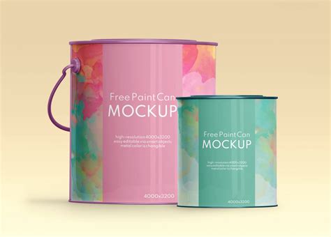 Free Paint Tin Buckets Mockup Set Free Package Mockups