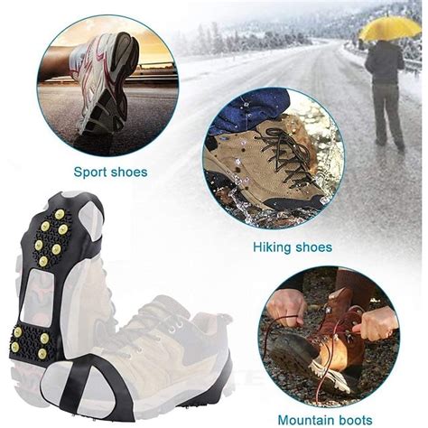 Ice Snow Grips Cleat Over Shoe Boot Traction Cleat Rubber Spikes Anti