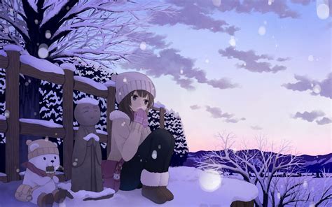 snow winter anime wallpapers wallpaper cave