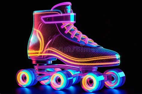 Neon roller skates. stock illustration. Illustration of light - 293268669