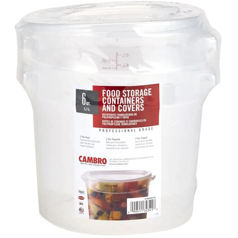 Cambro Round Translucent Container With Lid 6 Qt 2 Pk Sams Club