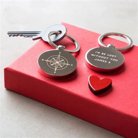 Personalised Compass Keyring Lost Without You Keyring Engraved Keyring For Her Custom