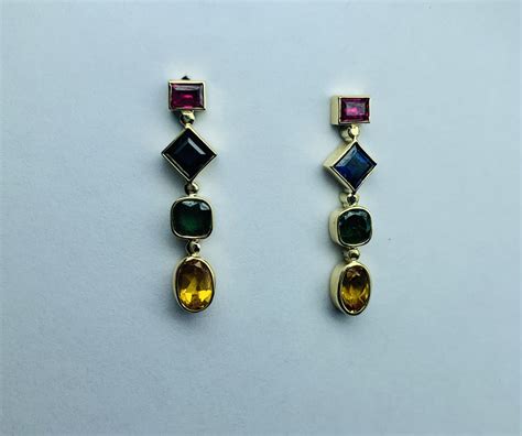 Bezel Set Multi Stone Earrings Archer And Holland