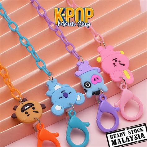 Bts Bt Tinytan Bangtan Ot Kpop Merch Metal Acrylic Face Mask Chain